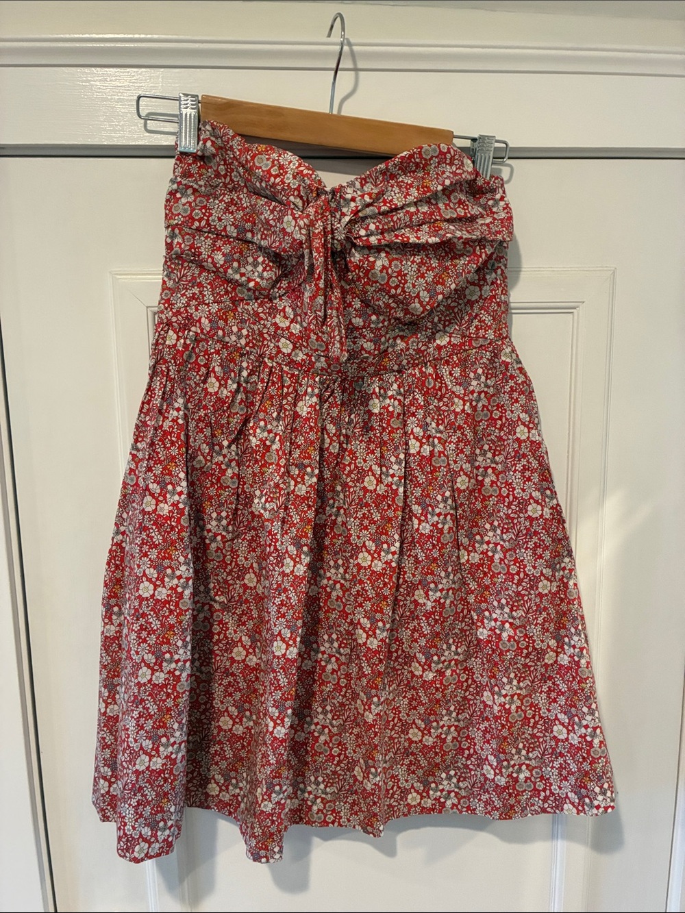 J. Crew Red Floral Strapless mini A-Line Dress